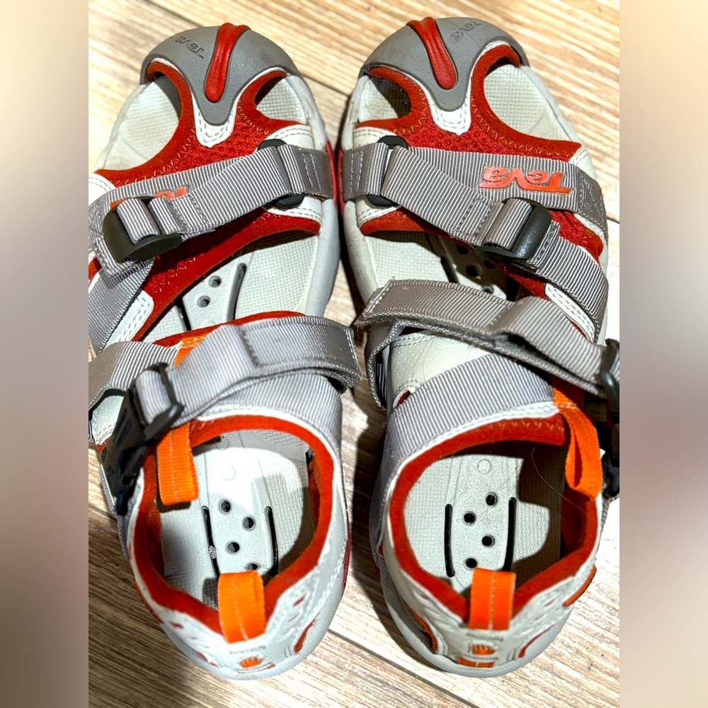 Teva Waterproof Sandals 6.5 Red Orange Gray